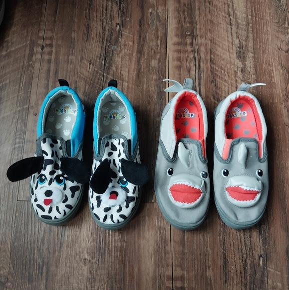 BAB Build A Bear  Animal Slip-On Shoes - Dalmatian and Shark Size 12 - Picture 1 of 6